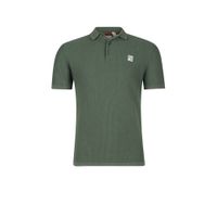 Refill by Shoeby fijngebreide regular fit polo Tyson met logo army green - thumbnail