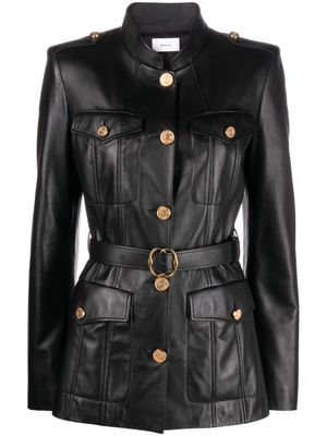 Bally veste en cuir à taille ceinturée - Noir