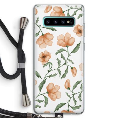Peachy flowers: Samsung Galaxy S10 Plus Transparant Hoesje met koord