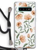 Peachy flowers: Samsung Galaxy S10 Plus Transparant Hoesje met koord