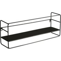 LIFA LIVING Industrieel Wandrek, Zwarte Wandplank, Metalen Kruidenrek, Rechthoekige Opbergrek met 1 Plank, 56 x 14 x 21 cm - thumbnail