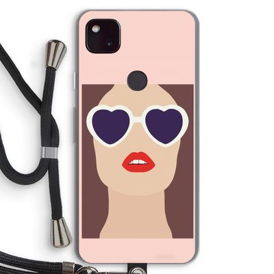 Red lips: Pixel 4a 5G Transparant Hoesje met koord
