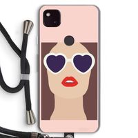 Red lips: Pixel 4a 5G Transparant Hoesje met koord