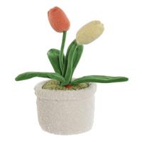 Deurstopper tulpen in pot - multi - polyester - 14 x 14 x 30 cm