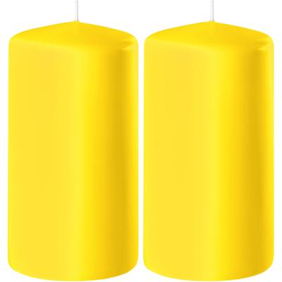 Enlightening Candles Cilinder/stompkaars - 2x - geel - D6 x H10 cm - 36 branduur