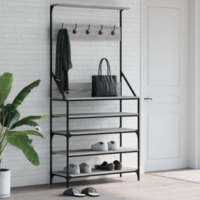 VidaXL Kledingrek met schoenenrek 90x34x184 cm grijs sonoma eikenkleur