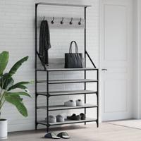 VidaXL Kledingrek met schoenenrek 90x34x184 cm grijs sonoma eikenkleur