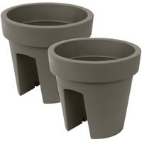 2x Balkon plantenpotten/bloempotten taupe 5 liter van kunststof - Plantenpotten