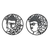 Wanddecoratie DKD Home Decor 100 x 1 x 100 cm Zwart Boeddha Orientaals (2 Stuks)