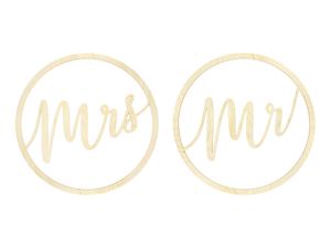 Houten Hangdecoratie "Mr" & "Mrs"