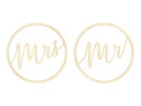 Houten Hangdecoratie "Mr" & "Mrs"