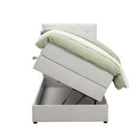 Leen Bakker - Boxspring Met Opbergruimte Liv Geruit - Ecru - 90x200 Cm - Stof - Crème