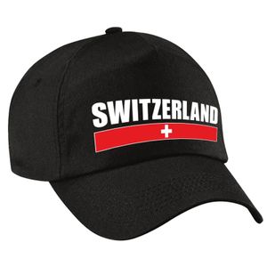 Switzerland supporter pet / cap Zwitserland zwart kinderen