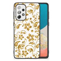 Samsung Galaxy A73 Bloemen Hoesje Gouden Bloemen