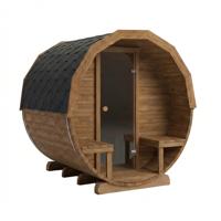 Thermowood elektrische barrelsauna met voorportaal - 6 personen