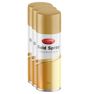 3x stuks decoratie spray goud/goudspray 111 ml