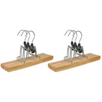 Set van 6x stuks houten broekhangers kledinghangers 24,5 cm - thumbnail