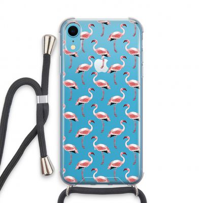 Flamingoprint groen: iPhone XR Transparant Hoesje met koord