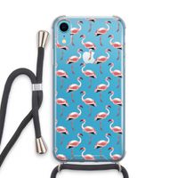 Flamingoprint groen: iPhone XR Transparant Hoesje met koord