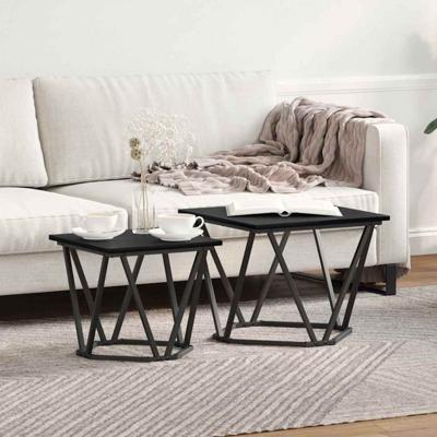 Bijzettafelset 2 pcs Zwart eiken 50 x 50 x 40 cm
