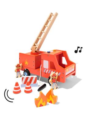 HEMA Brandweerwagen 27x16x13cm Hout
