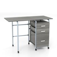 Opvouwbaar Bureau Met Drie Opberglades En Vergrendelbare Wielen Opvouwbaar Schrijfbureau