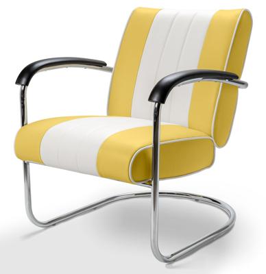 Retro Bel Air Lounge Stoel Pullman LC-01 Geel/Wit