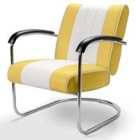 Retro Bel Air Lounge Stoel Pullman LC-01 Geel/Wit