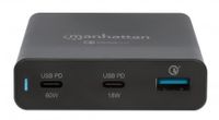 Manhattan 102223 USB-laadstation 65 W Thuis Uitgangsstroom (max.) 3 A Aantal uitgangen: 3 x USB 3.2 Gen 1 bus A (USB 3.0), USB-C bus (Power Delivery) Qualcomm - thumbnail