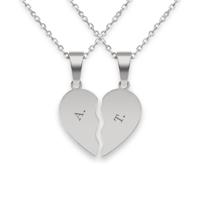 Gebroken hart ketting graveren - Zilver