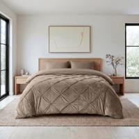 1+1 Gratis Wasbaar Lazy Dekbed Zonder Overtrek - Zonder Overtrek - Velvet Pintuck - Taupe - Dekbed-Discounter.nl