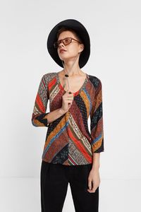 Boho-shirt met herfstkleuren - BROWN - M