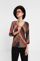 Boho-shirt met herfstkleuren - BROWN - M - thumbnail