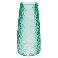 Bellatio Design Bloemenvaas - groen - transparant glas - D10 x H21 cm - Vazen - thumbnail