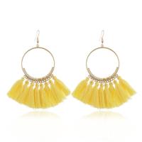 Klosje oorbellen voor vrouwen etnische grote drop oorbellen Bohemen mode-sieraden trendy katoen touw Fringe lange Dangle Oorbellen (geel)
