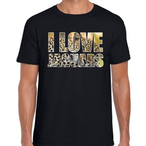 Tekst t-shirt I love jaguars met dieren foto van een jaguar zwart voor heren