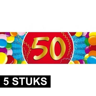 50 jaar leeftijd stickers - 5x - 19 x 6 cm - leeftijd verjaardag versiering - gekleurd
