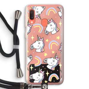 Rainbow Unicorn: Samsung Galaxy A20e Transparant Hoesje met koord