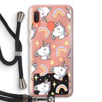 Rainbow Unicorn: Samsung Galaxy A20e Transparant Hoesje met koord