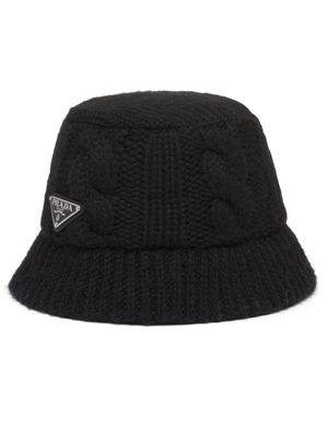 Prada bob en laine à plaque logo - Noir