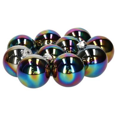 Kerstballen set - 30x stuks - glas - zwart/parelmoer - 6 cm - glans - kerstversiering