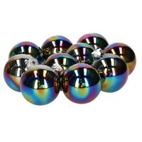 Kerstballen set - 30x stuks - glas - zwart/parelmoer - 6 cm - glans - kerstversiering