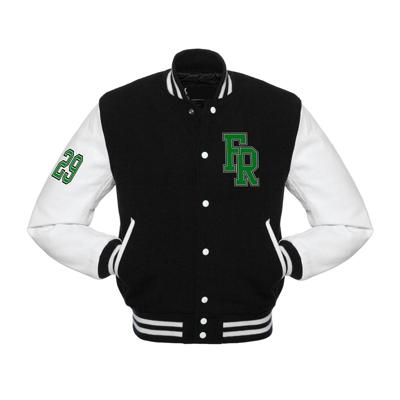 Varsity jas zwart - F over R - 29 - logo voor