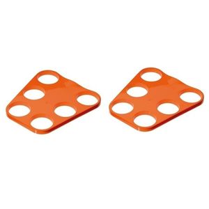 2x Oranje plastic biertray zes glazen