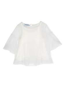 Mi Mi Sol double-layer puff-sleeve blouse - Blanc