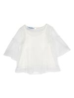 Mi Mi Sol double-layer puff-sleeve blouse - Blanc