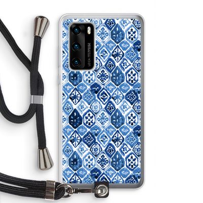 Blauw motief: Huawei P40 Transparant Hoesje met koord