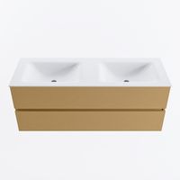 MONDIAZ VICA 130cm badmeubel onderkast Oro 2 lades. Wastafel CLOUD dubbel 2 kraangaten, kleur Talc.