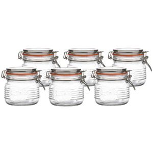 Weckpot/inmaakpot - 6x - 500 ml - glas - met beugelsluiting - D11 x H11 cm