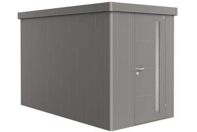 Biohort Metalen tuinhuis Neo - Enkele deur - Kwartsgrijs - 4A (180x348 cm)- Plat dak- Metaal- Biohort